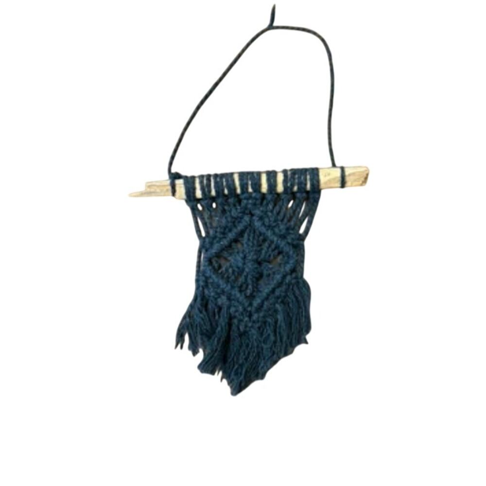 Small Macrame Black Rearview Mirror Car Charm
